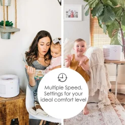 Air Purifiers<Crane HEPA Tabletop Air Purifier, 3-Speed, White (EE-7002AIR)