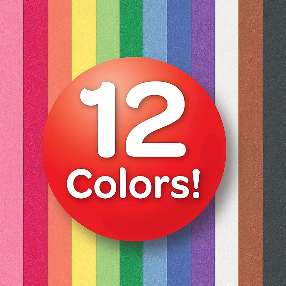 Online 12 Colors! Construction Paper, 12" x 9", Assorted Colors, 240/Carton (993200) Construction Paper