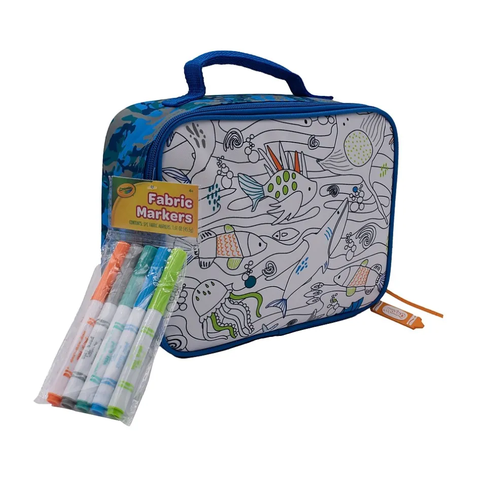 Lunch Boxes & Bags<Crayola Color-Your-Own Lunch Bag with Marker Set, Blue Camo/White (B23CL56807-ST)