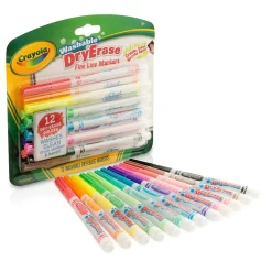Crayola Fine Line Washable Dry Erase Markers, Assorted, 12/Box, 3 Boxes (BIN985912-3) New