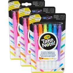 Crayola Take Note! Erasable Highlighters, 6 Per Pack, 3 Packs (BIN586504-3) Outlet
