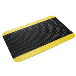 Floor Mats<Crown Mats Crown Industrial Deck Plate Anti-Fatigue Mat, 36" x 60", Black with Yellow Border (CWNCD0035YB)