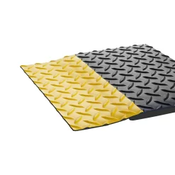 Floor Mats<Crown Mats Crown Industrial Deck Plate Anti-Fatigue Mat, 36" x 60", Black with Yellow Border (CWNCD0035YB)