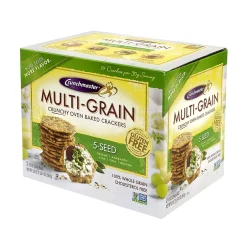 Crackers<Crunchmaster Gluten Free 5-Seed Crackers, Two 10 oz. Bags/Pack (220-00757)