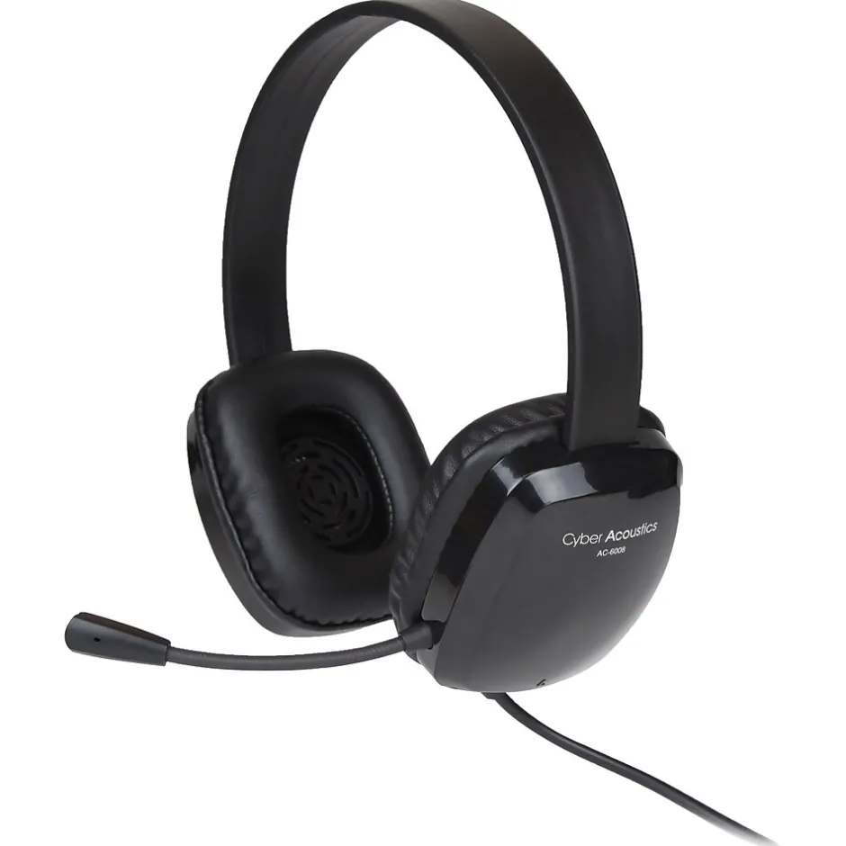 Cyber Acoustics AC Stereo Computer Headset, Over-the-Head, Black (AC-6008)* Headsets