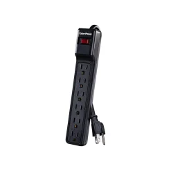 Surge Protectors & Power Strips<CyberPower Essential 6-Outlet Surge Protector, 4', Black (CSB604)
