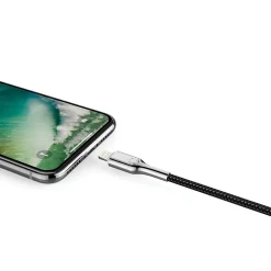 Cygnett Armored Lightning to USB-C Charge and Sync Cable, 6', Black (CY2801PCCCL)