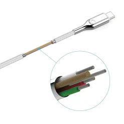 Cygnett Charge and Sync Cable, Armored 2.0 USB-C to USB-A Cable, 3' White (CY2697PCUSA)