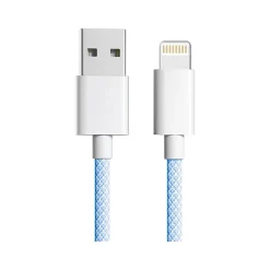 3D Luxe Cool Cables USB Type-C to Lightning Charging Cable, 3 ft., Blue/White (A-LIGHT-BLUE)