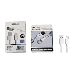 3D Luxe Cool Cables USB Type-C to Lightning Charging Cable, 3 ft., Blue/White (A-LIGHT-BLUE)