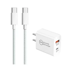3D Luxe USB-A/USB-C Wall Charger, White (2in1-C-C-WHITE)