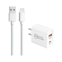 3D Luxe USB-A/USB-C Wall Charger, White (2in1-A-LIGHT-WHITE)