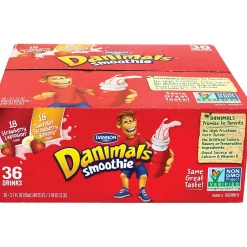 Fresh Groceries<Dannon Danimals Explosion & Swingin' Strawberry Bananas Smoothies, 36/Pack (902-00019)