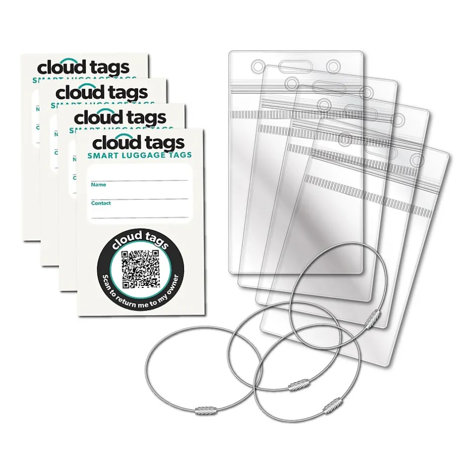 Davis Group Cloud Tags Luggage Tag, White/Green, 4/Pack (10114)