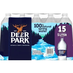 Bottled Water<Deer Park 100% Natural Spring Water, Regular Flavor, 33.8 oz. Plastic Bottle, 15/Carton (12222308)