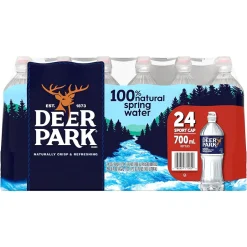 Bottled Water<Deer Park 100% Natural Spring Water, Regular Flavor, 700ml Bottles with Sport Cap, 24/Carton (12255163)