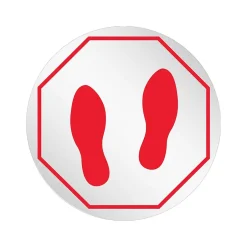 Social Distance Signage<Deflect-O StandSafe Spacing Disc, Footprint , 20", Clear/Red, 50/Pack (PSDD20FPSS/50)