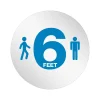 Social Distance Signage<Deflect-O StandSafe Spacing Disc, "6 Feet" , 20", Clear/Blue, 50/Pack (PSDD20SIXFT/50)