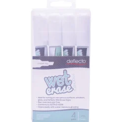 Deflect-O Wet Erase Marker, Chisel Point, White, 4/Pack (SMA510-V4-WT) New