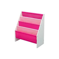 Sling Book Rack 4-Tier 28"H Bookshelf, Bianca White/Pink (TB84413GN-130) Bookcases