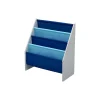 New Sling Book Rack 4-Tier 28"H Bookshelf, Gray/Blue (TB84414GN-026) Bookcases