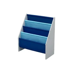 New Sling Book Rack 4-Tier 28"H Bookshelf, Gray/Blue (TB84414GN-026) Bookcases