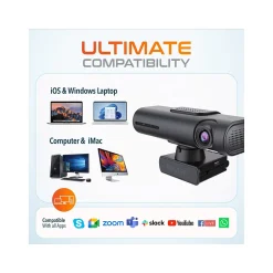 Delton AIC60 UHD 4K Face Tracking and Gesture Controls Webcam, 8.3 Megapixels, Black, (DCAIC60)* Webcams