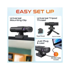 Delton AIC60 UHD 4K Face Tracking and Gesture Controls Webcam, 8.3 Megapixels, Black, (DCAIC60)* Webcams