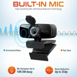 Delton C24 HD 1080p Webcam, 2 Megapixels, Black (DCAM24BK)* Webcams