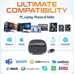 Office Phones & Conferencing<Delton C4700 Noise Reducing 360° Voice Pickup Wired/Wireless Conference Speaker Speakerphone, Black (DSC4700-WR)