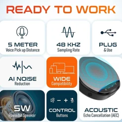 Office Phones & Conferencing<Delton C3900 Noise-Reducing USB Conference Speaker Speakerphone, Black (DSC3900-U)