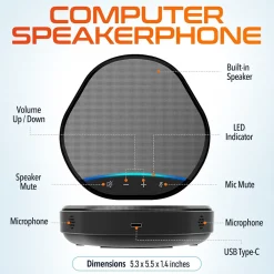Office Phones & Conferencing<Delton C3900 Noise-Reducing USB Conference Speaker Speakerphone, Black (DSC3900-U)