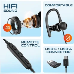 Delton 24ECA Stereo Earbuds, USB Type-C (DWH24ECA)* Headsets