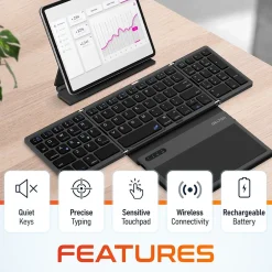 Delton F92 Foldable Portable Wireless Keyboard with Touchpad, Black (DKBF92)* Ergonomic Keyboard & Mouse Sets