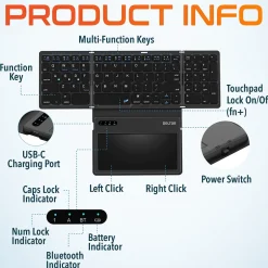 Delton F92 Foldable Portable Wireless Keyboard with Touchpad, Black (DKBF92)* Ergonomic Keyboard & Mouse Sets