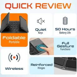 Delton F75 Small Wireless Foldable Portable Keyboard and Touchpad, Black (DKBF75)* Ergonomic Keyboards