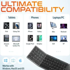 Delton F75 Small Wireless Foldable Portable Keyboard and Touchpad, Black (DKBF75)* Ergonomic Keyboards