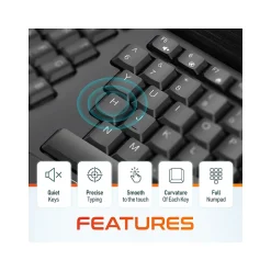 Delton G20 Wireless Ergonomic Computer Keyboard and Optical Mouse Combo, Black (DKMKITERG20-WB)* Ergonomic Keyboard & Mouse Sets