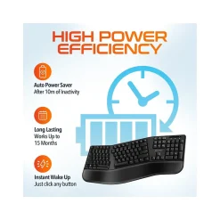 Delton G18 Wireless Ergonomic Computer Keyboard and Optical Mouse Combo, Black (DKMKITERG18-WB)* Ergonomic Keyboard & Mouse Sets