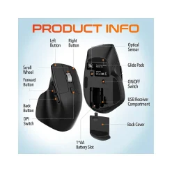 Delton G18 Wireless Ergonomic Computer Keyboard and Optical Mouse Combo, Black (DKMKITERG18-WB)* Ergonomic Keyboard & Mouse Sets