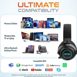 Delton G520 Wireless Noise Canceling Bluetooth Stereo Business/Gaming Over-the-Ear Computer Headset, Black (DBHG520)* Headsets