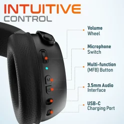 Delton G520 Wireless Noise Canceling Bluetooth Stereo Business/Gaming Over-the-Ear Computer Headset, Black (DBHG520)* Headsets