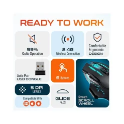 Delton G37 Wireless Optical Gaming Mouse, Black (DMGAM37ERG)* Ergonomic Mice