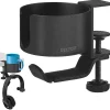 Delton H22 Under Desk Cup Holder and Desk Hook for Headphones, Black (DHSCH22)* Headsets