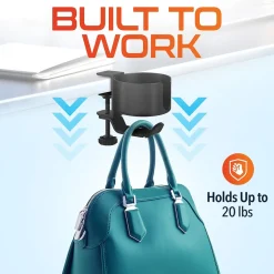 Delton H22 Under Desk Cup Holder and Desk Hook for Headphones, Black (DHSCH22)* Headsets