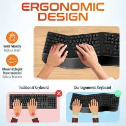 Delton KB200 & S12 Wireless Ergonomic Keyboard and Optical Mouse Combo, Black (DKMKITERG12-WB)* Ergonomic Keyboard & Mouse Sets
