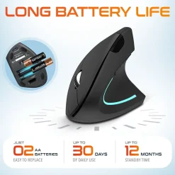 Delton KB200 & S12 Wireless Ergonomic Keyboard and Optical Mouse Combo, Black (DKMKITERG12-WB)* Ergonomic Keyboard & Mouse Sets