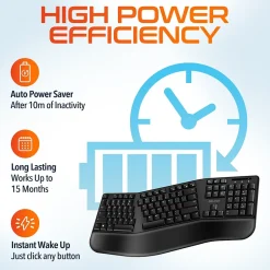 Delton KB200 & S12 Wireless Ergonomic Keyboard and Optical Mouse Combo, Black (DKMKITERG12-WB)* Ergonomic Keyboard & Mouse Sets