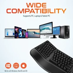 Delton KB200 & S12 Wireless Ergonomic Keyboard and Optical Mouse Combo, Black (DKMKITERG12-WB)* Ergonomic Keyboard & Mouse Sets