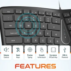 Delton KB250 Ergonomic Keyboard, Black (DKBE250-U)* Ergonomic Keyboards